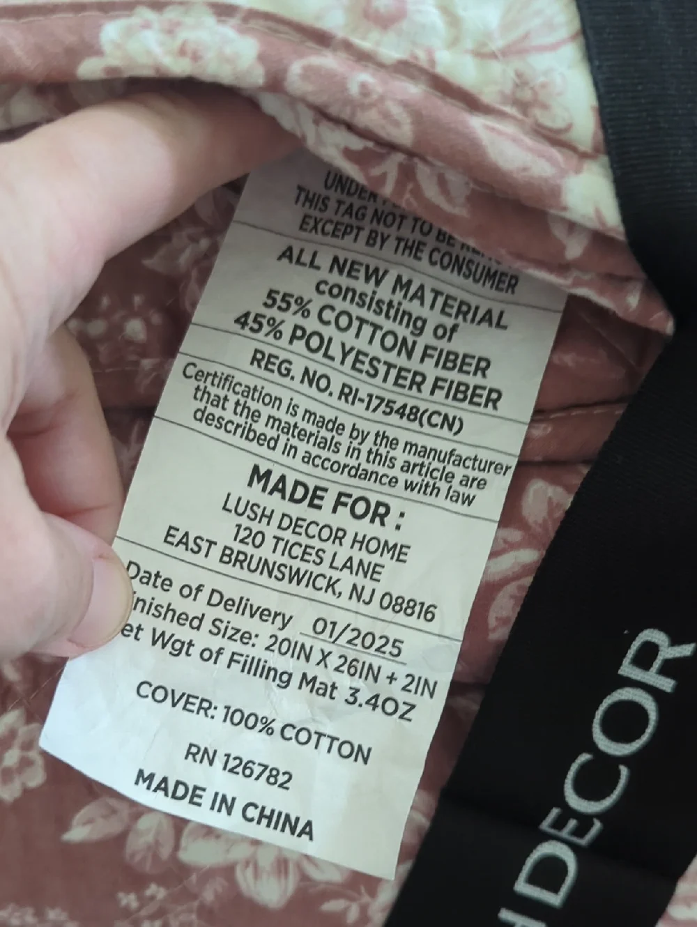 Lush Decor Peony Toile Reversible Cotton Quilt 3 Piece Set F/Q Rosewood Scallope